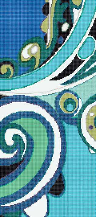 Mosaic tile Bisazza Wears Emilio Pucci by Bisazza, Glass, 129.1x290.5 cm, Surface Finish glossy, Effect fabric, Color multicolor, Style designer